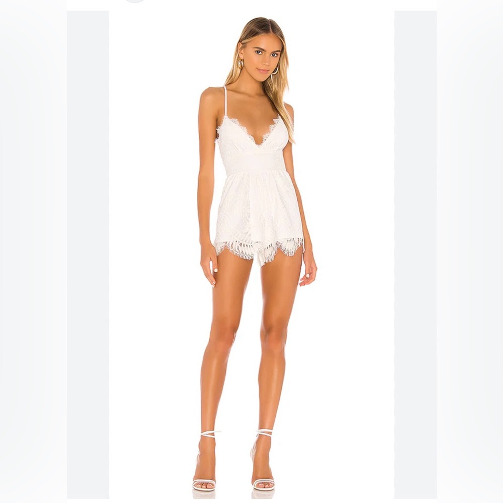 REVOLVE Lovers + Friends White TESSA ROMPER